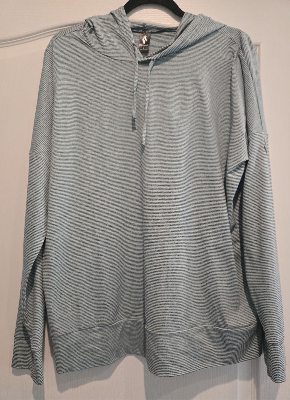 Skechers Womens Light Blue Striped Hooded Long-Sleeve Shirt